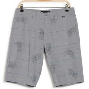 Travis Mathew Gray Pineapple Print Flat Front Shorts Size 36